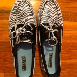 Sperry Zebra Sequin Topslidders